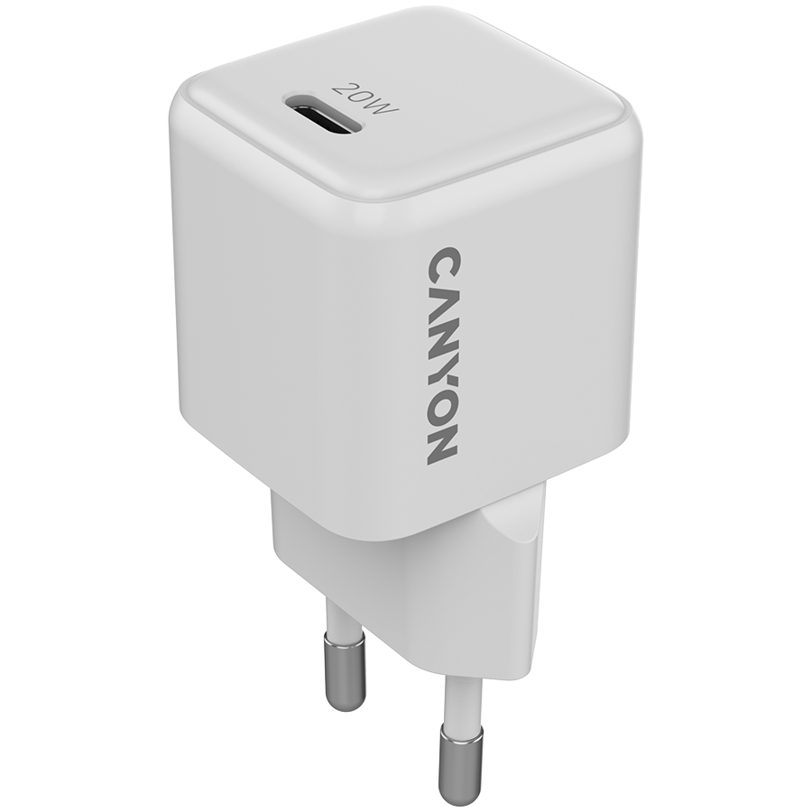 Punjač CANYON CU20C GaN 20W (1xPD, EU, Bijeli)-0