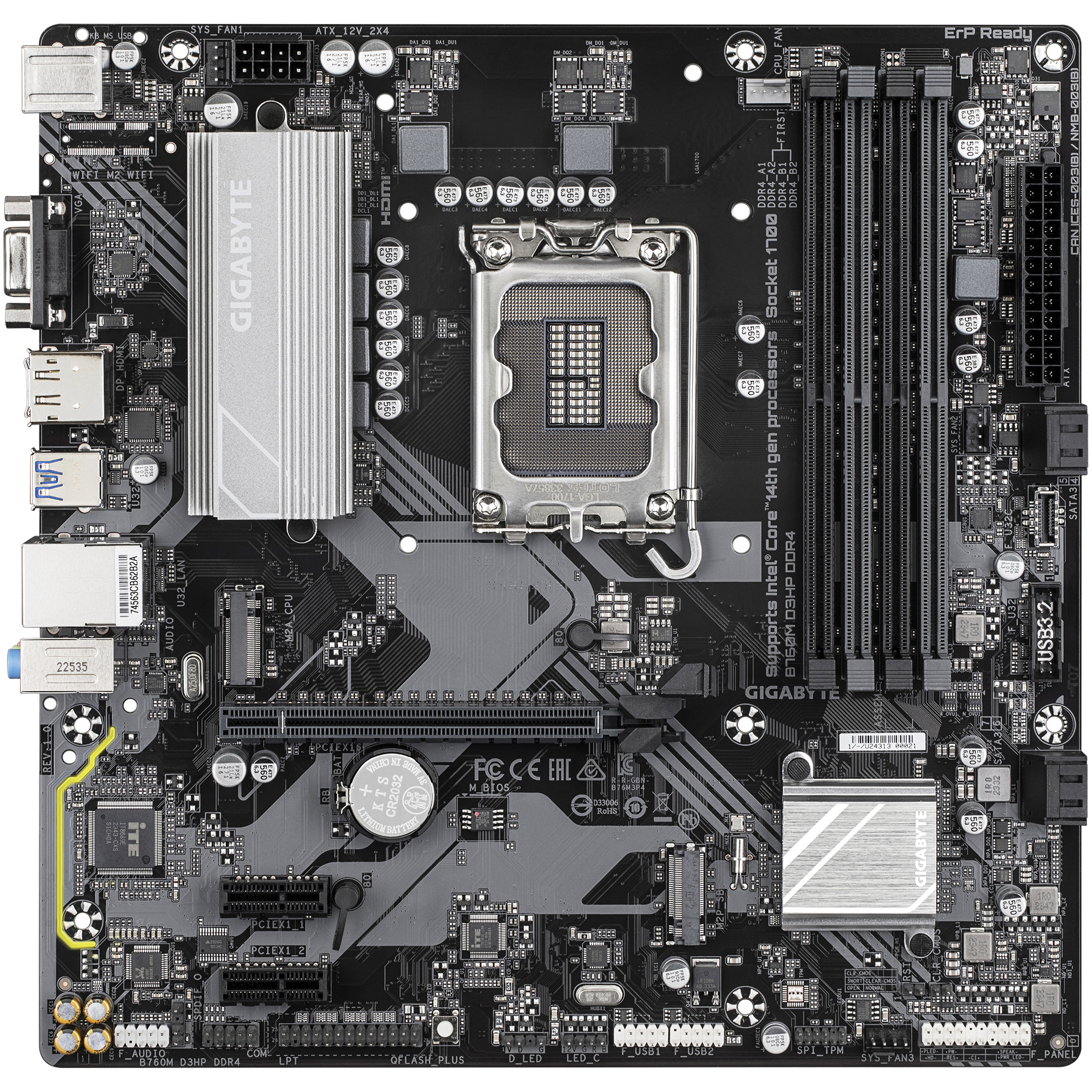 Matična ploča GIGABYTE MB B760M D3HP DDR4 (LGA1700, 4x DDR4 128GB, 1x PCI-E 4.0 x16x16, 2x M.2 PCIe 4.0, 1x DP, 1x HDMI, mATX, Retail)-4