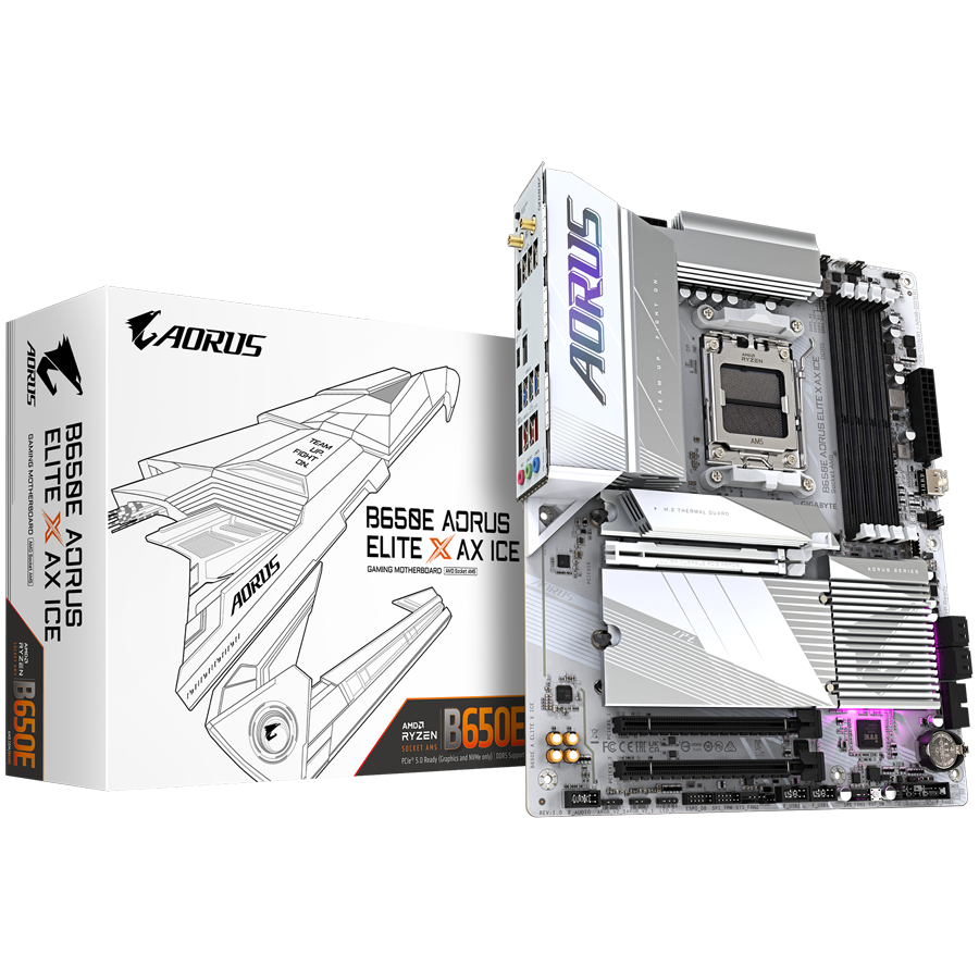Matična ploča GIGABYTE B650E A ELITE X ICE (AM5, 4xDDR5 192GB, 1x PCI-E 4.0 x16x16, 2x PCI-E 3.0 x16x1, 3x M.2 PCIe 4.0)-0