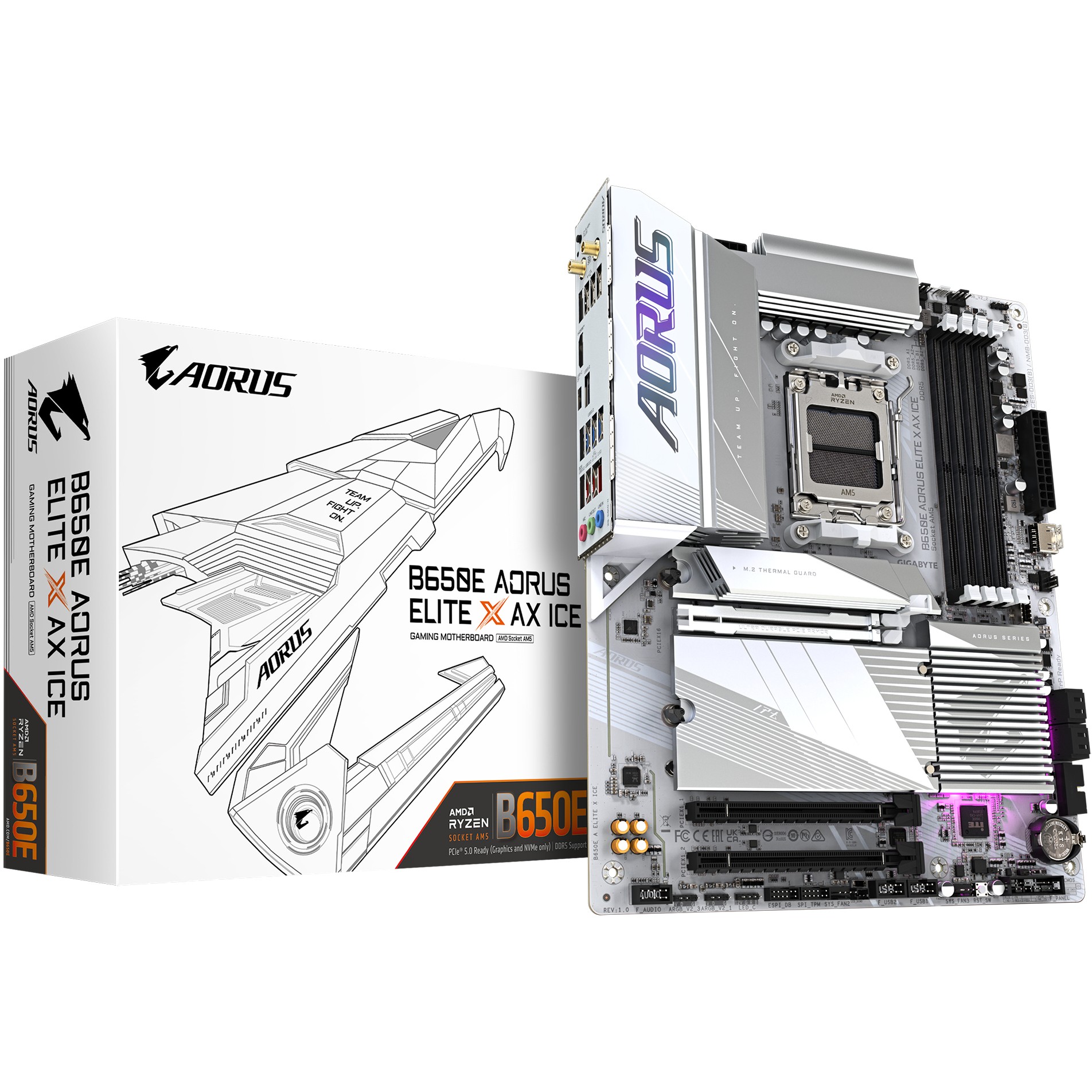 Matična ploča GIGABYTE B650E A ELITE X ICE (AM5, 4xDDR5 192GB, 1x PCI-E 4.0 x16x16, 2x PCI-E 3.0 x16x1, 3x M.2 PCIe 4.0)-9