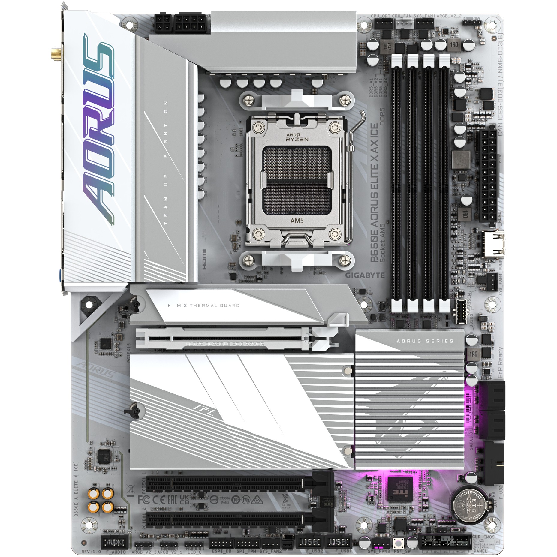 Matična ploča GIGABYTE B650E A ELITE X ICE (AM5, 4xDDR5 192GB, 1x PCI-E 4.0 x16x16, 2x PCI-E 3.0 x16x1, 3x M.2 PCIe 4.0)-10
