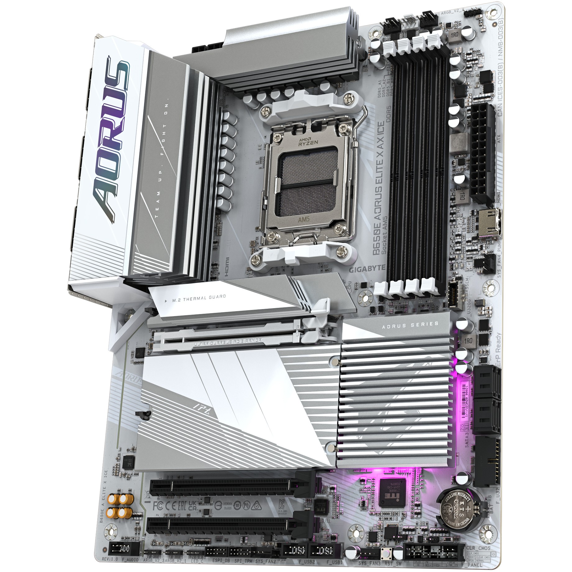 Matična ploča GIGABYTE B650E A ELITE X ICE (AM5, 4xDDR5 192GB, 1x PCI-E 4.0 x16x16, 2x PCI-E 3.0 x16x1, 3x M.2 PCIe 4.0)-12