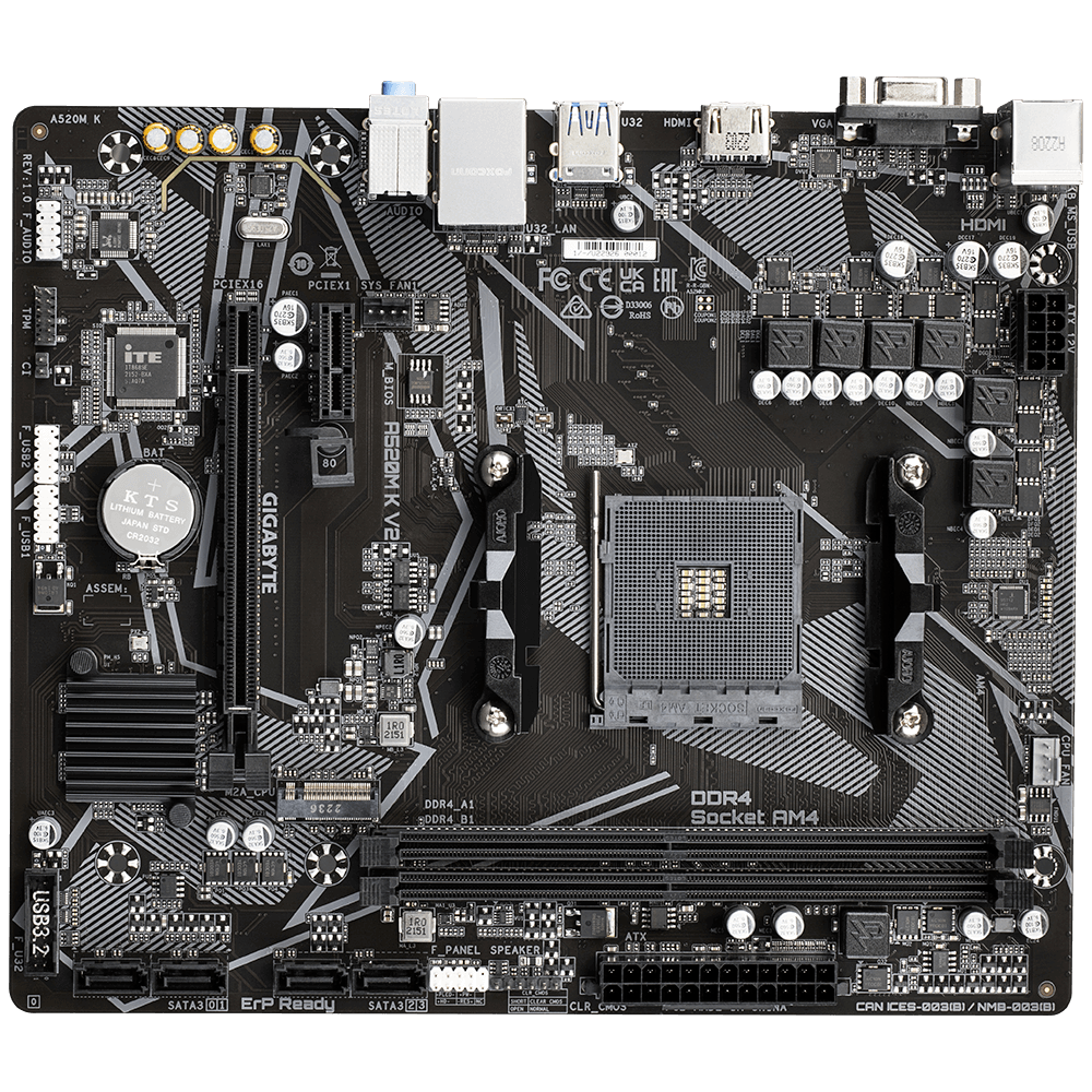 GIGABYTE A520M K V2, DDR4, SATA3, USB3.2Gen1, HDMI, AM4 mATX-3