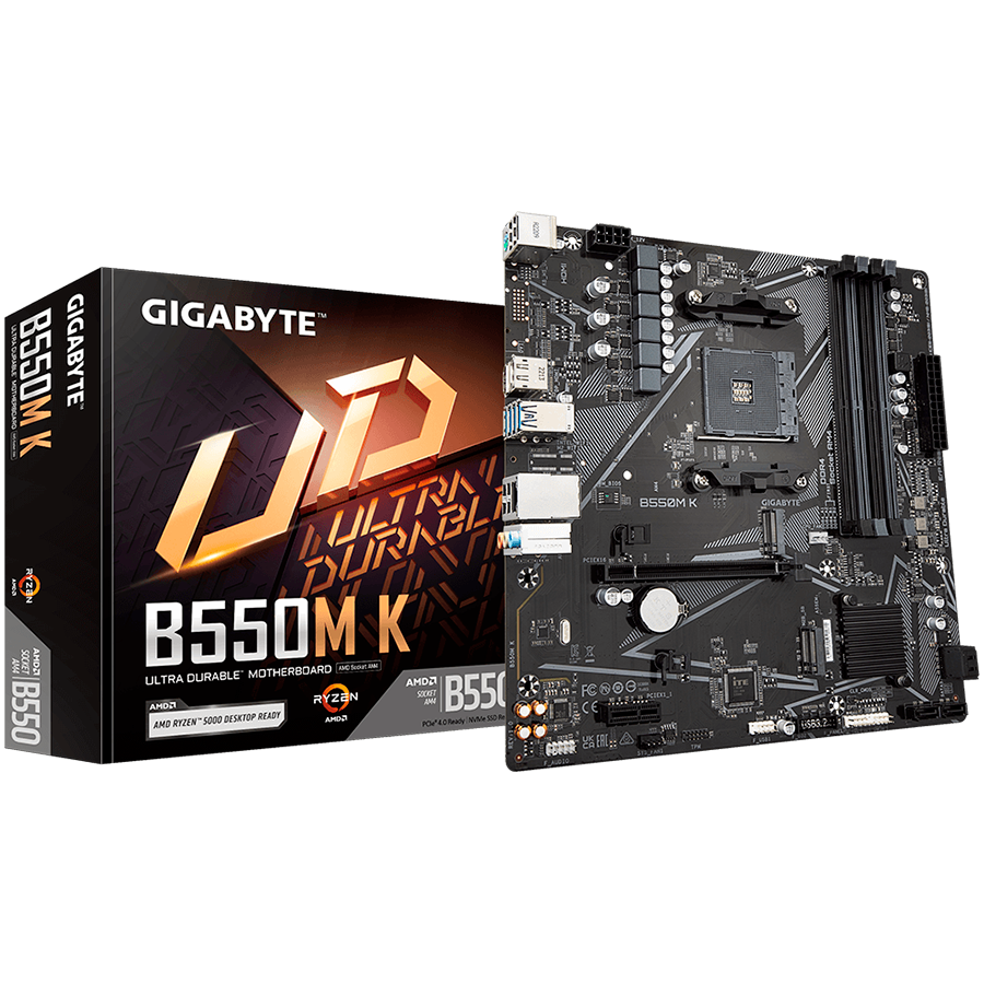 GIGABYTE MB B550 4 x DDR4 PCIe 3.0 2 x M.2 4 x SATA 1 x DisplayPort 1 x HDMI port Micro ATX-0