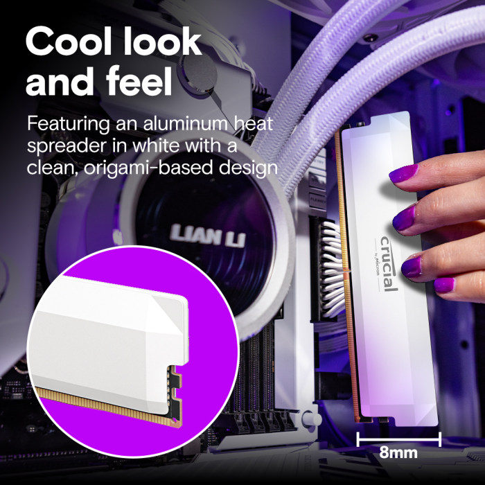 RAM CRUCIAL Crucial Pro OC Overclocking 32GB Kit (2X16GB) DDR5-6400 UDIMM CL38 White-5