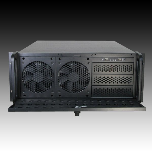 Chassis INTER-TECH IPC 4U-4129L, 4U Rack-Mountable, 1x ATX, 7 slots, USB2.0, Aluminium, PSU optional, Air Filters, With Door crna-3