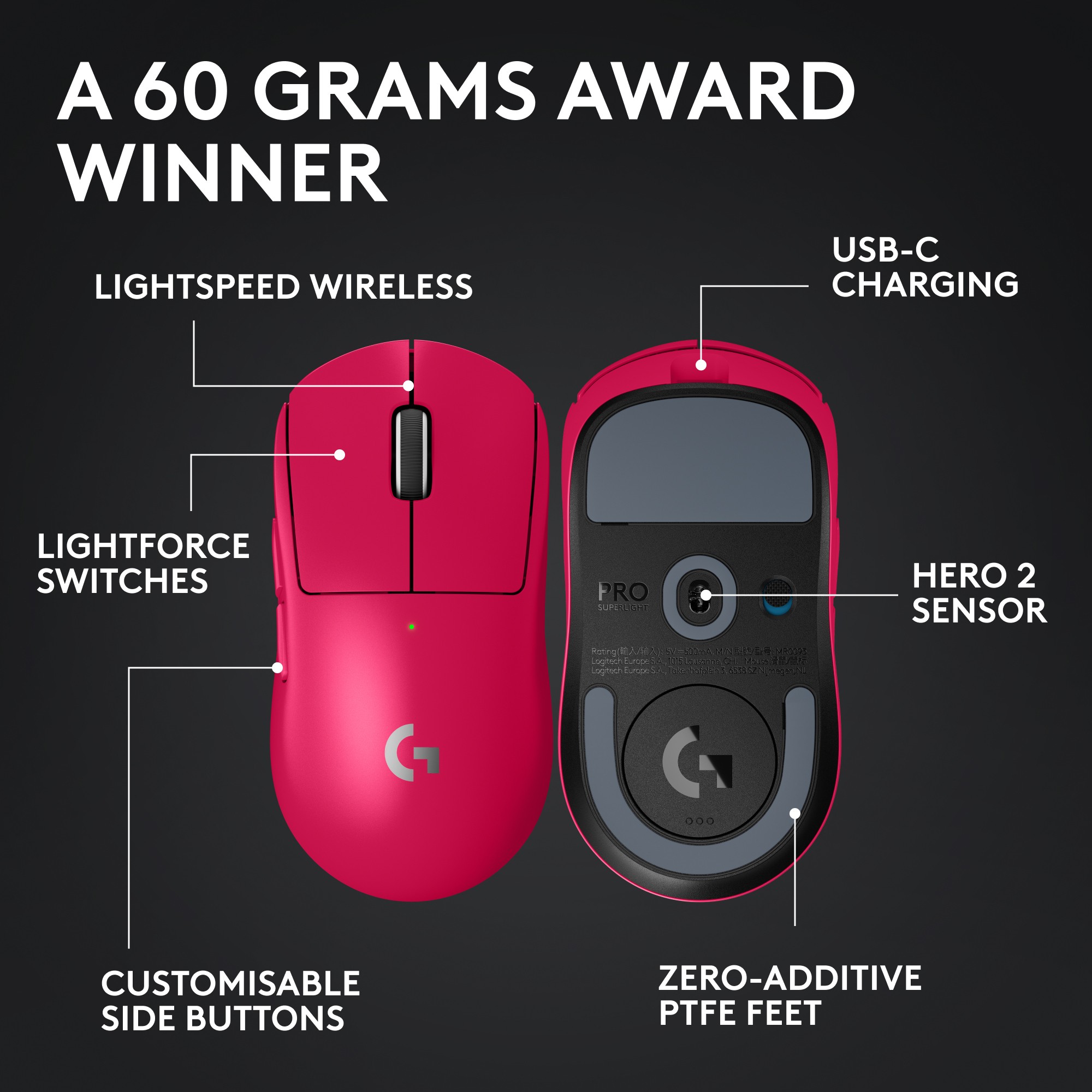 Miš LOGITECH G PRO X SUPERLIGHT 2 LIGHTSPEED magenta boja-6