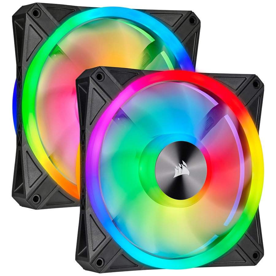 Ventilator za CPU CORSAIR QL Series, QL140 RGB (140mm, RGB LED, Dual Pack, Lighting Node CORE, Crni)