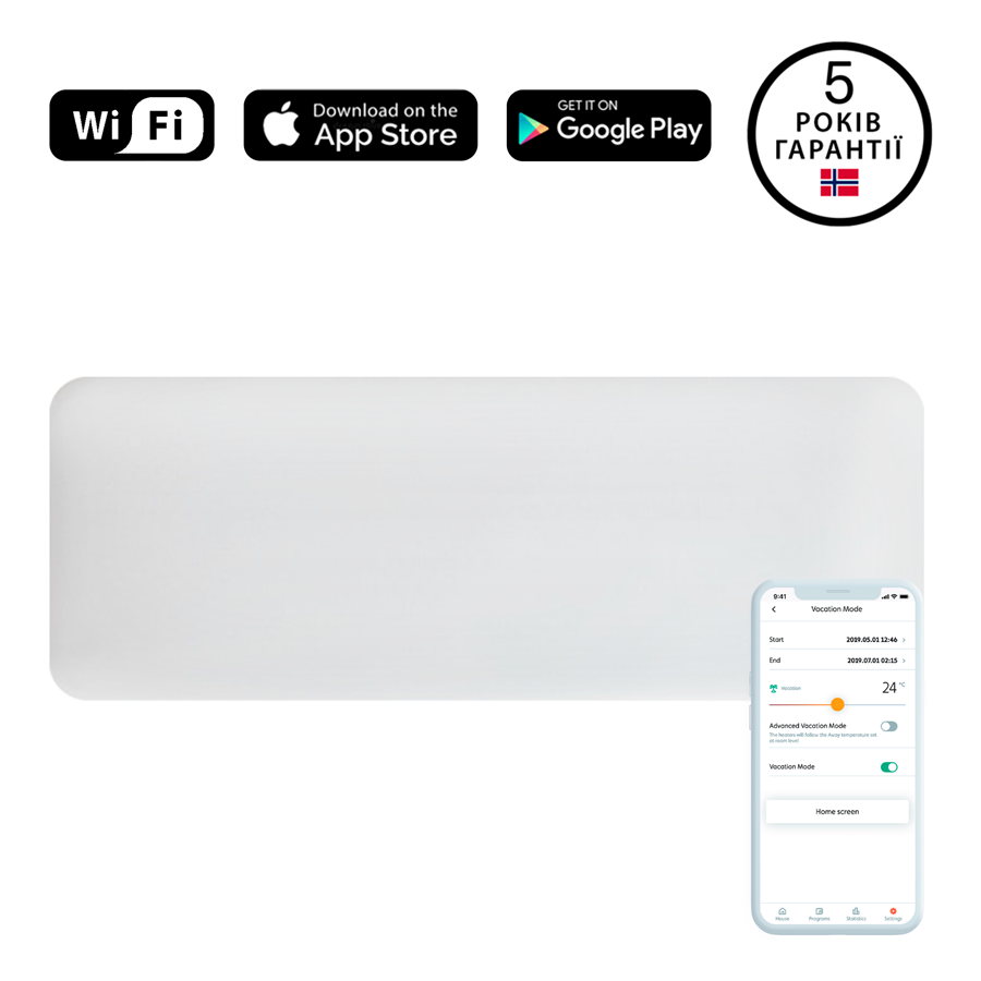 Konvektorski panel radijator s Wi-Fi MILL (bijeli, čelik, 1500 W, PA1500WIFI3)-1