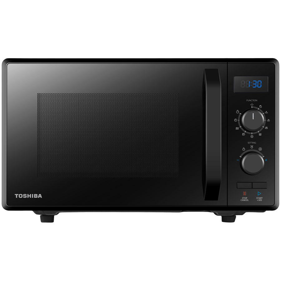 Mikrovalna pećnica TOSHIBA 3-u-1 s roštiljem i kombiniranim štednjakom, 23 litre, rotirajuća ploča s prostorom za pohranu, tajmer, ugrađena LED svjetla, 900 W, roštilj 1050 W, program za pizzu, crna-0
