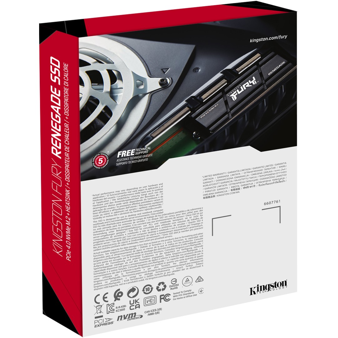 SSD KINGSTON FURY Renegade 4TB s hladnjakom, M.2 2280, PCIe 4.0 NVMe, Brzina čitanja/pisanja 7300/7000MB/s, Slučajno čitanje/pisanje 1000K/1000K IOPS-5
