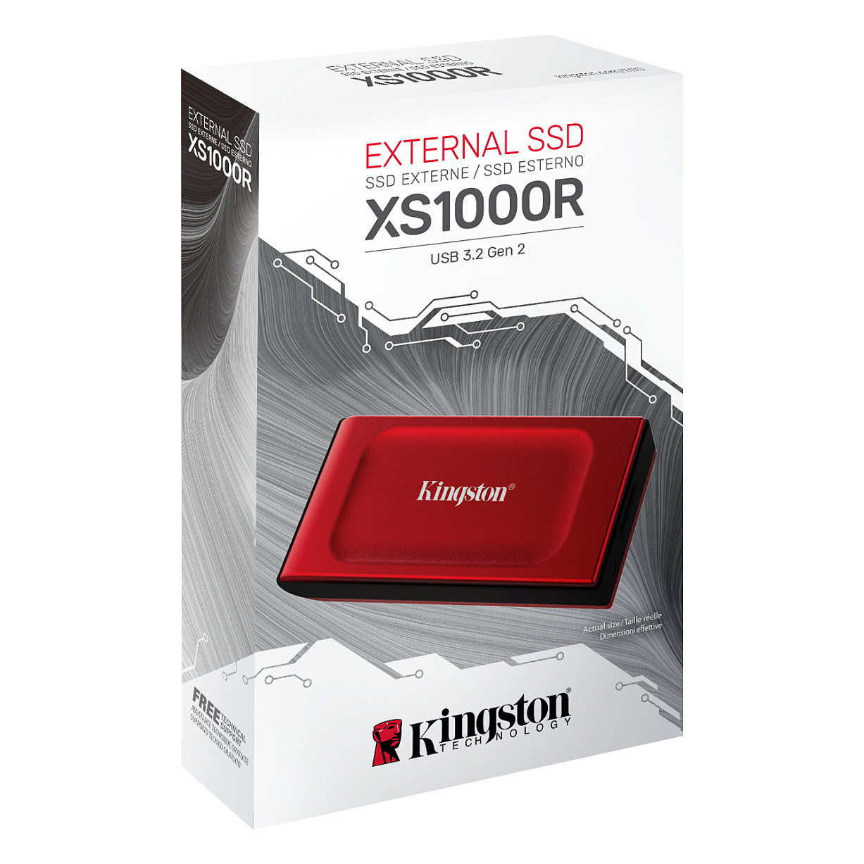 Kingston SSD 2TB XS1000 Red External USB 3.2 Gen 2 Portable Solid State Drive, EAN: 740617341782-8