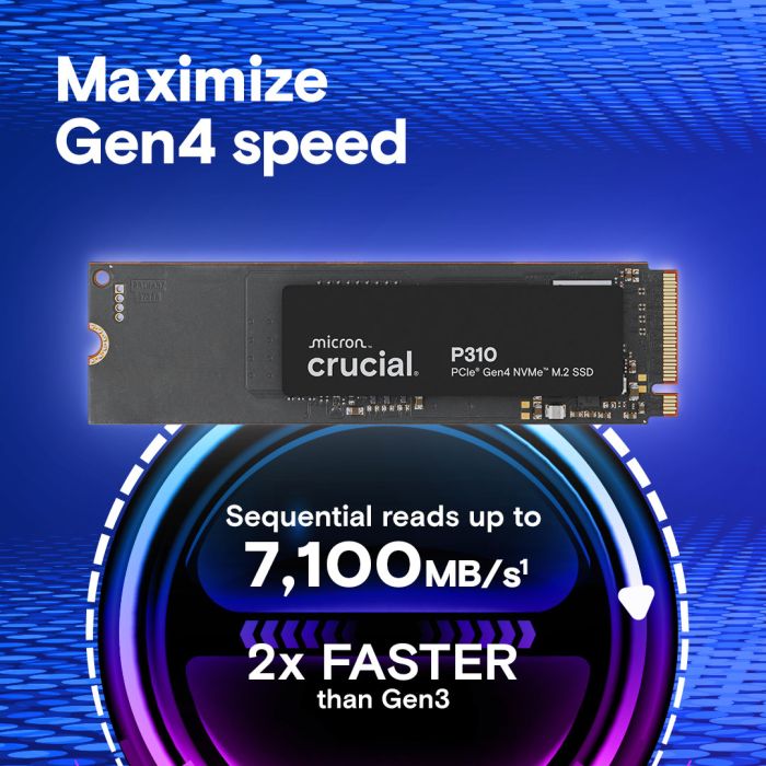 SSD CRUCIAL P310 (kapacitet 500 GB, maksimalna brzina čitanja 6600 MB/s, maksimalna brzina pisanja 3500 MB/s, form factor M.2 22x80mm, podržava PCIe NVMe 4.0 x4)-3