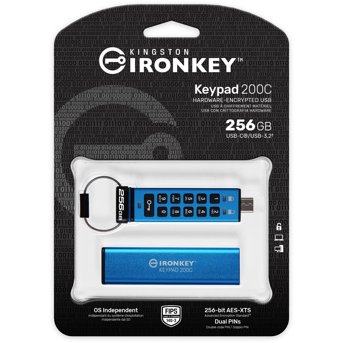 USB memorija KINGSTON 256GB IronKey Keypad 200C (FIPS 140-3 Lvl 3, AES-256)-6