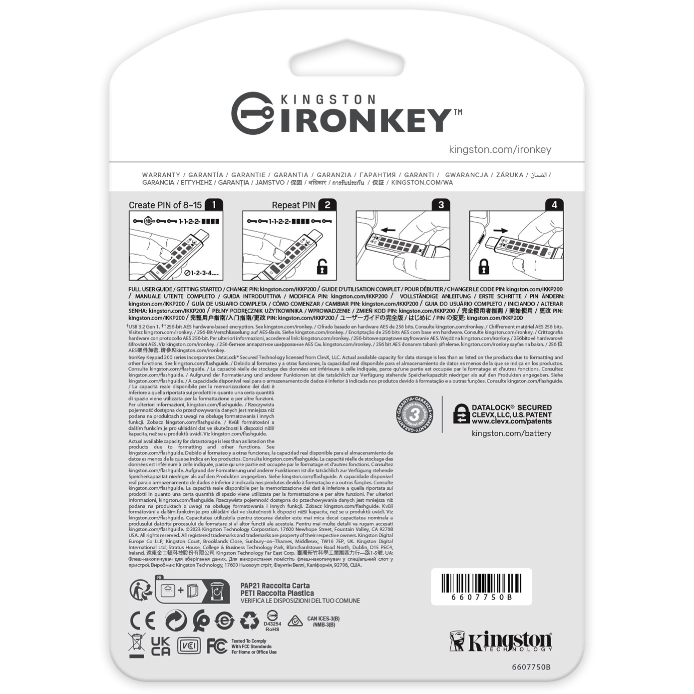 USB stick KINGSTON 32GB IronKey Keypad 200C FIPS 140-3 Lvl 3 AES-256-5