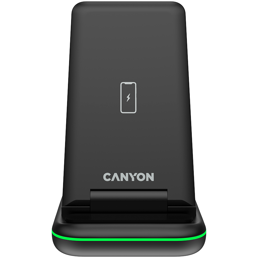 Bežični punjač CANYON WS-304 (15W, 3u1, crni, USB Type C, QC18W EU utikač)-0