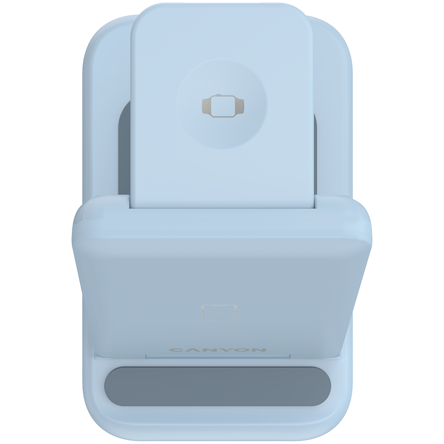 Bežični punjač CANYON WS-304 15W 3u1 (plavi, USB Type C, maksimalna izlazna snaga 15W, duljina kabela 1.2m, QC18W EU utikač)-6