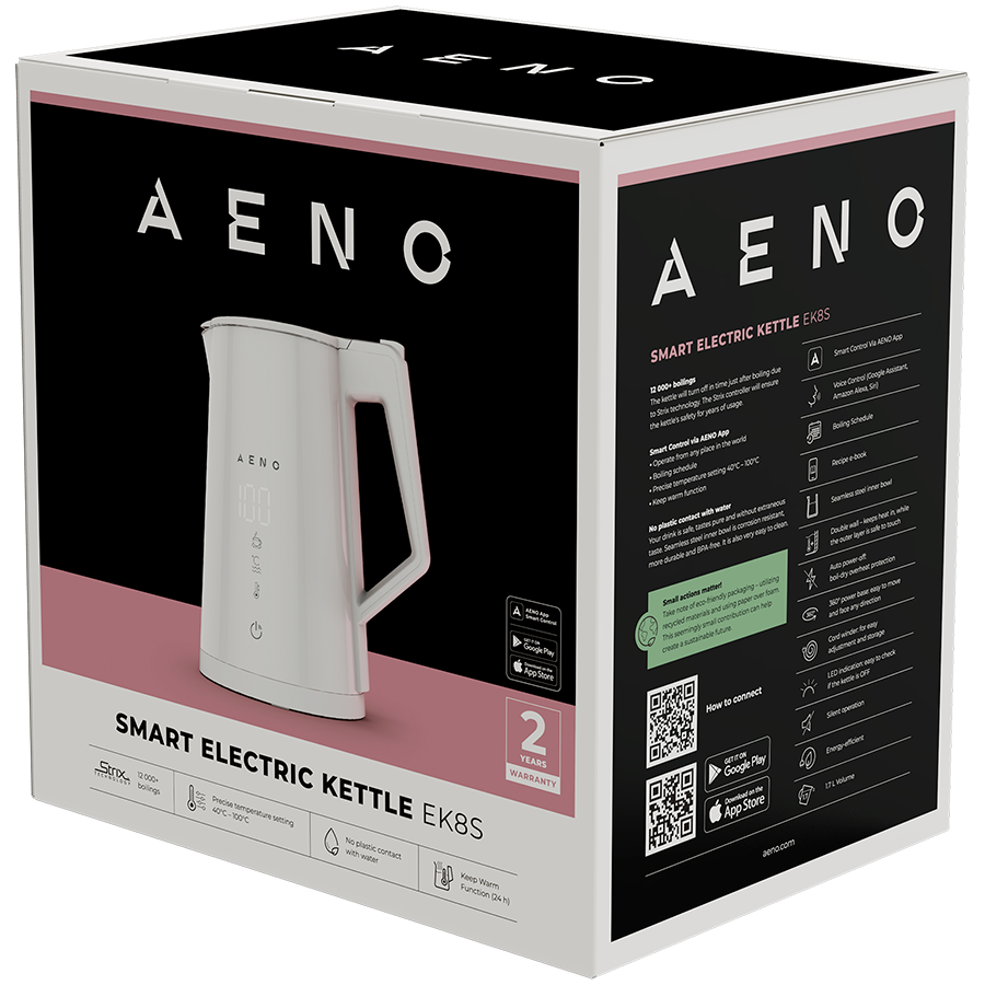 Električni čajnik AENO EK8S Smart (1850-2200W, 1.7L, kontrola temperature, Wi-Fi, LED ekran, automatsko isključivanje)-2
