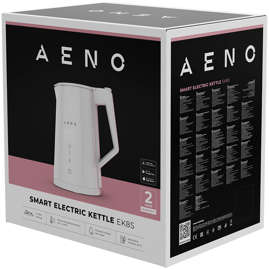 Električni čajnik AENO EK8S Smart (1850-2200W, 1.7L, kontrola temperature, Wi-Fi, LED ekran, automatsko isključivanje)-3