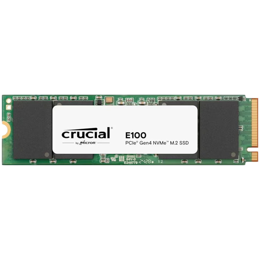 SSD CRUCIAL E100 480GB (kapacitet 480 GB, maximum sequential read rate 4500 MB/s, maximum sequential write rate 2500 MB/s, form factor M.2 22x80mm)