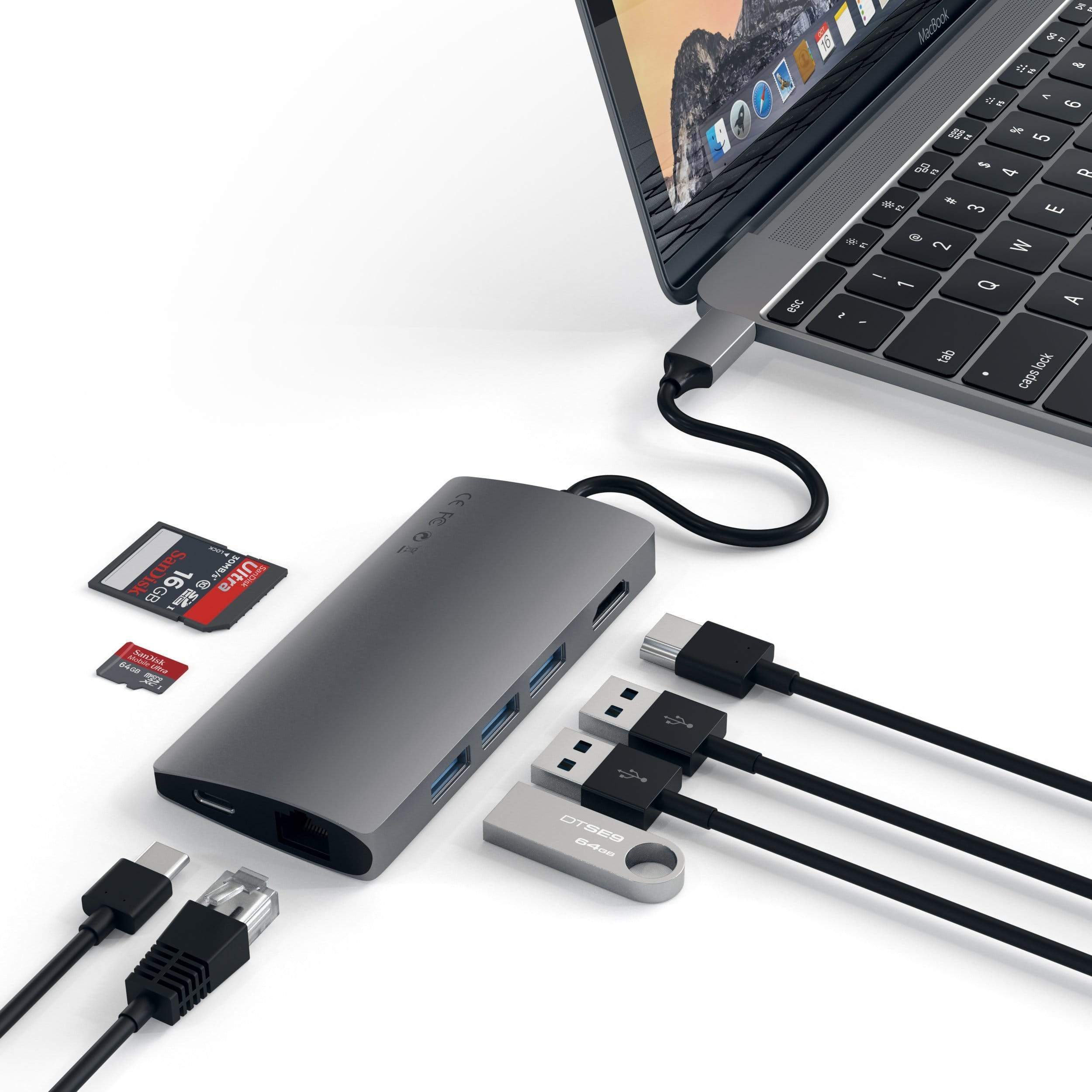 Satechi Aluminium Type-C Multi-Port Adapter (HDMI 4K,3x USB 3.0,MicroSD,Ethernet V2) - Space Grey-4
