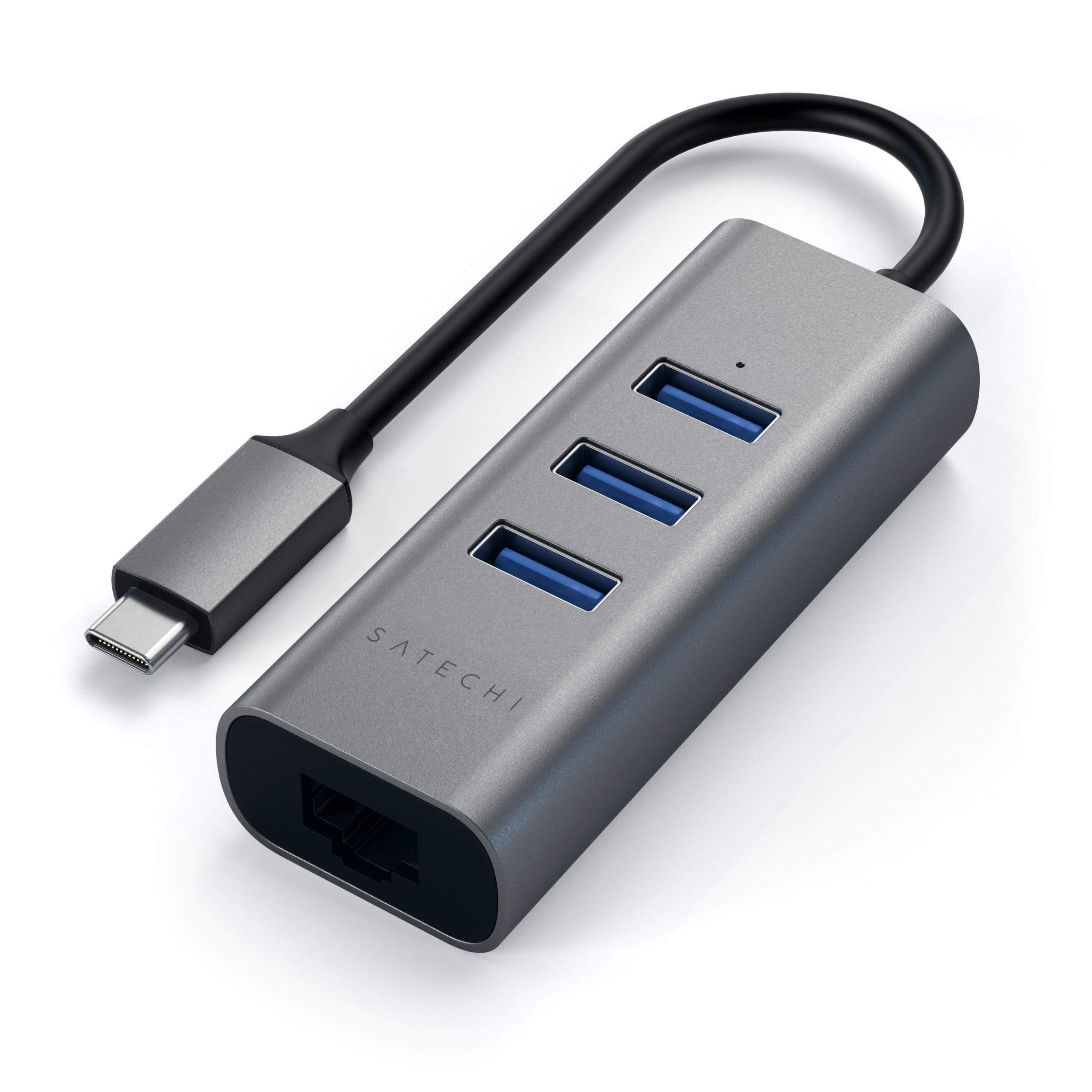 Adapter SATECHI Aluminium Type-C Hub (3x USB 3.0, Ethernet) - Space Grey-0