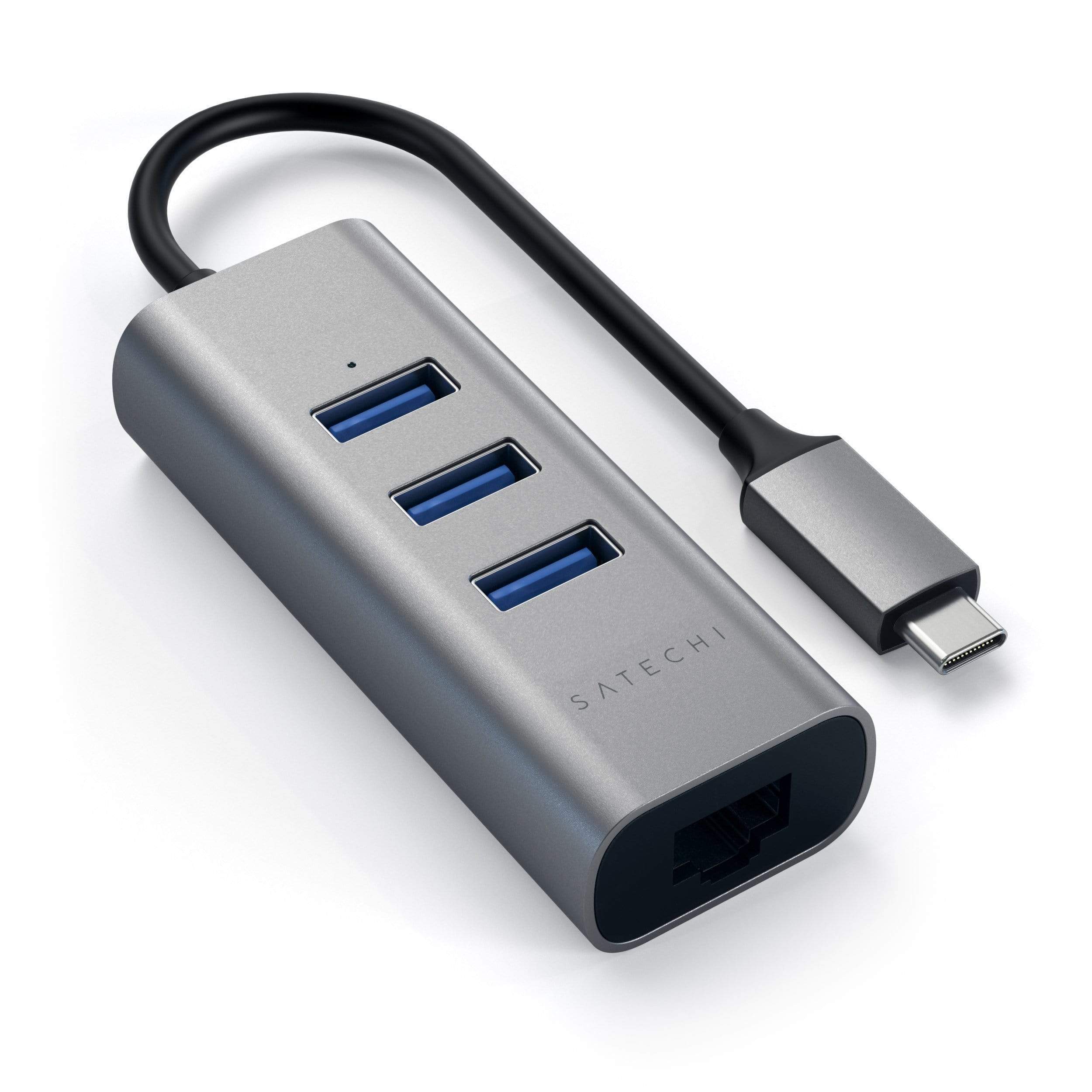 Adapter SATECHI Aluminium Type-C Hub (3x USB 3.0, Ethernet) - Space Grey-2