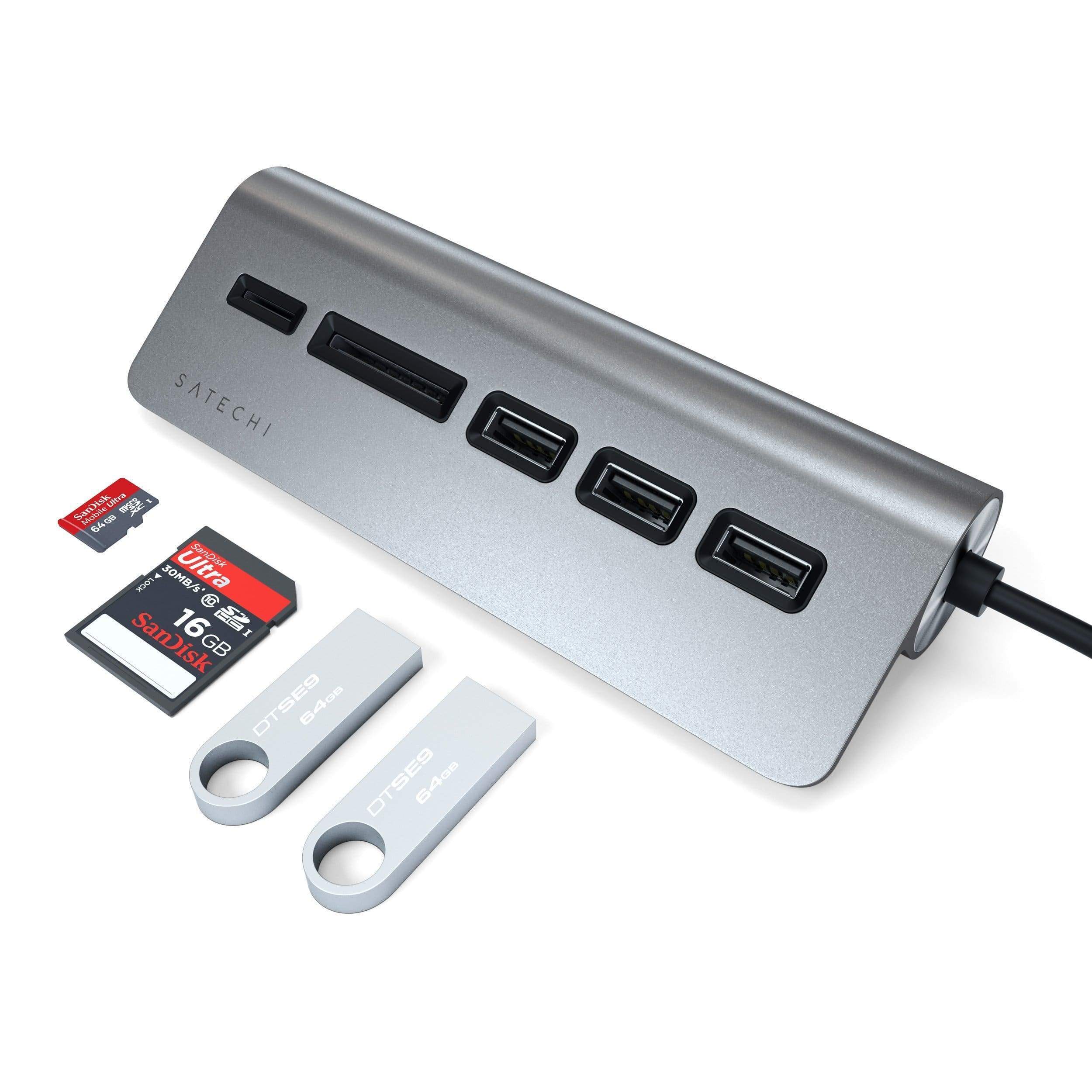 Satechi Aluminium Type-C USB Hub (3x USB 3.0,MicroSD) - Space Grey-6