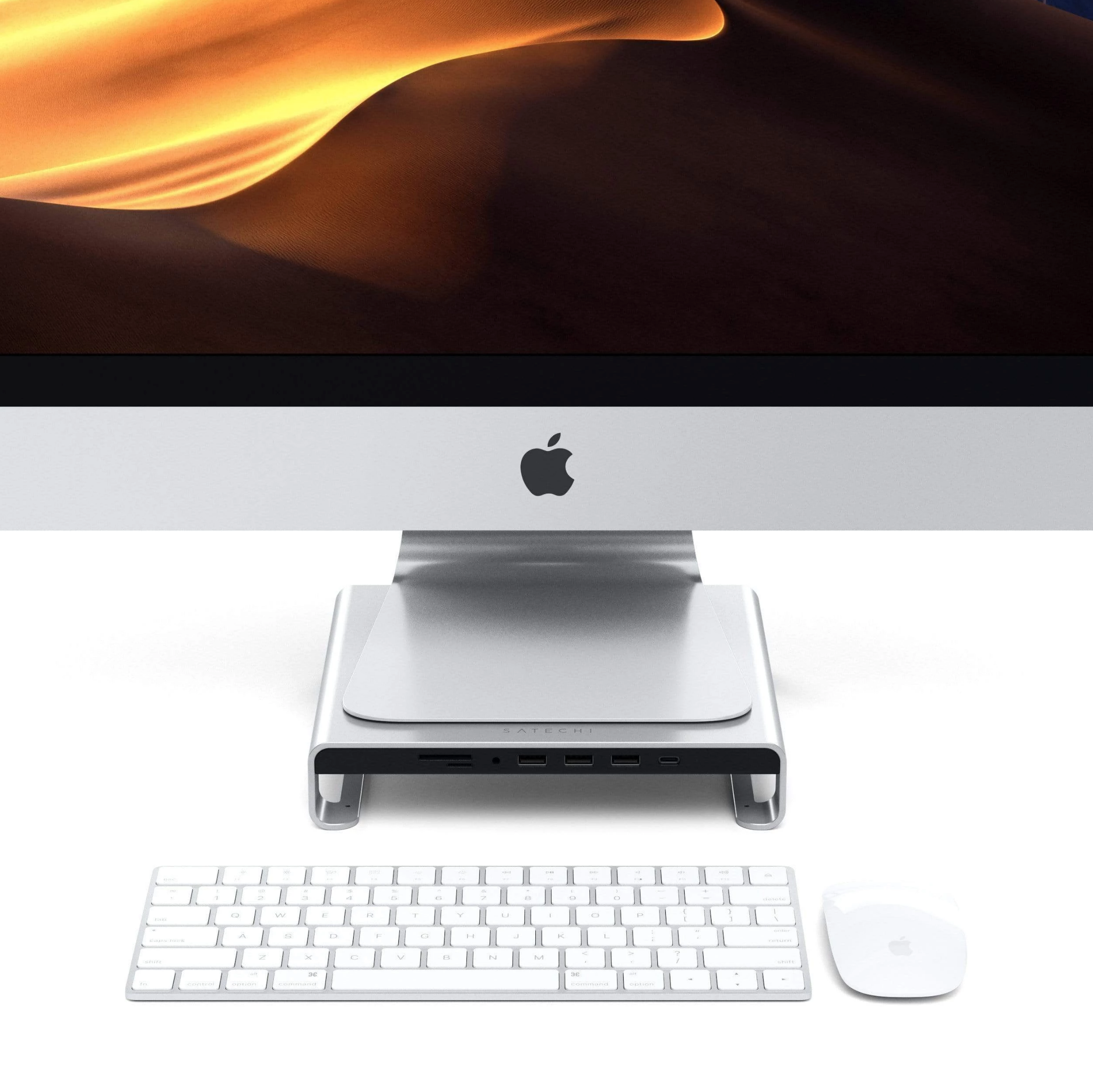 Satechi Aluminum Monitor Stand Hub for iMac - Silver-1