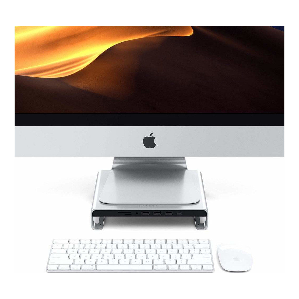 Satechi Aluminum Monitor Stand Hub for iMac - Silver-9