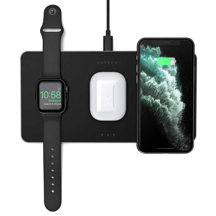 Bežični punjač SATECHI Trio Wireless Charging Pad (Apple Watch, Airpods, iPhone) crni-0
