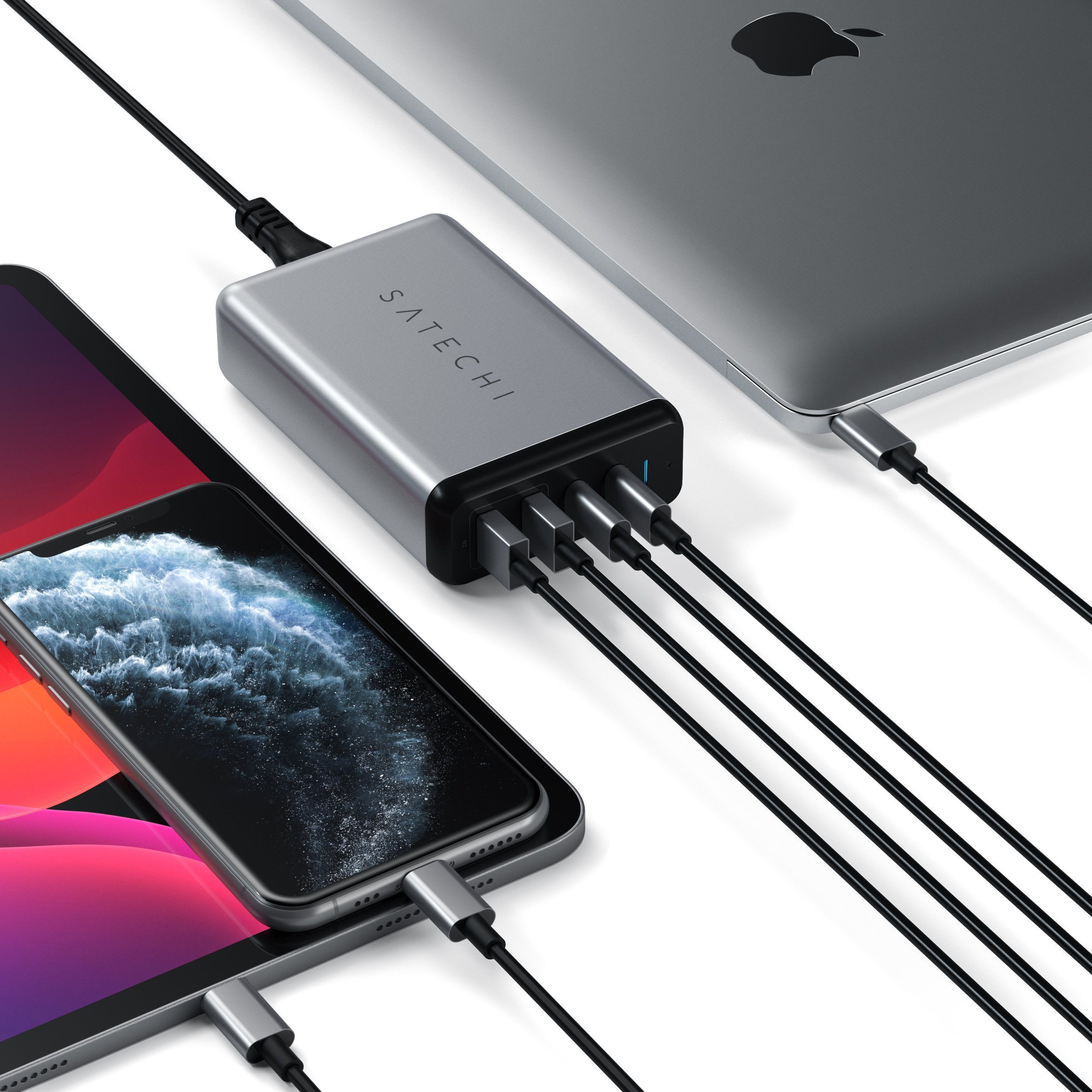 Satechi 75W Dual Type-C PD Travel Charger (2x USB-A,1x USB-C PD 18W,1x USB-C PD 60W) - Space Grey-3