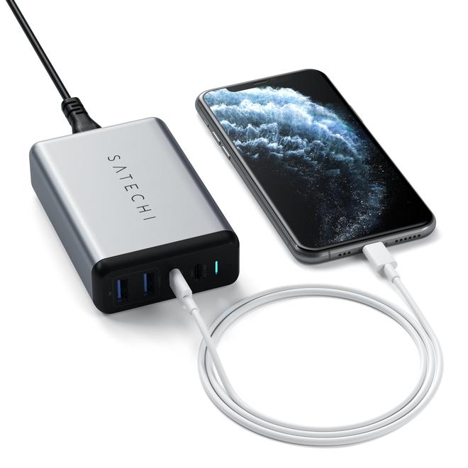 Satechi 75W Dual Type-C PD Travel Charger (2x USB-A,1x USB-C PD 18W,1x USB-C PD 60W) - Space Grey-2