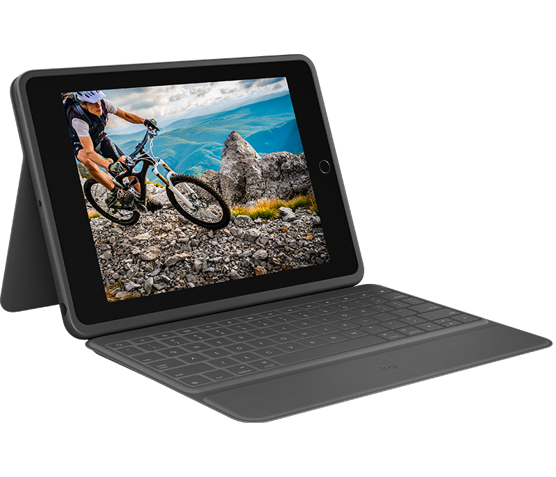 Logitech Rugged Folio Ultra-protective keyboard case with Smart Connector for iPad (7th, 8th, 9th and 10th gen) - Graphite - UK-0
