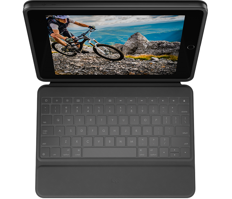 Logitech Rugged Folio Ultra-protective keyboard case with Smart Connector for iPad (7th, 8th, 9th and 10th gen) - Graphite - UK-3