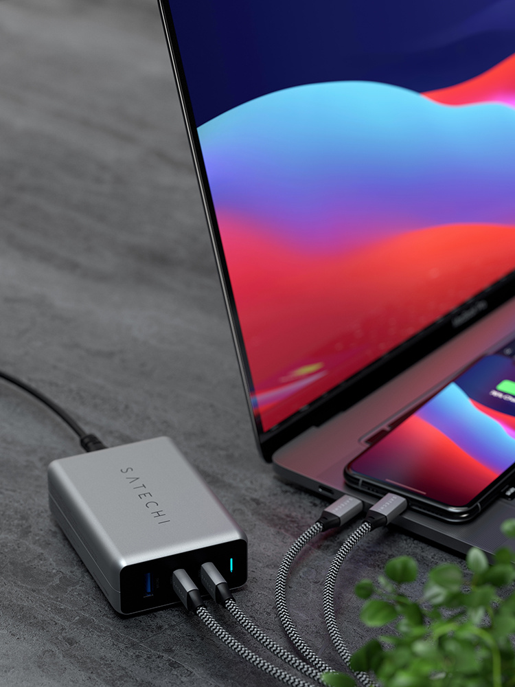 SATECHI USB-C PD Compact GAN Charger 100W (1xUSB-C PD, 2xUSB-C PD, 1xUSB-C PD, 1xUSB-A, 2x USB-C PD)-6