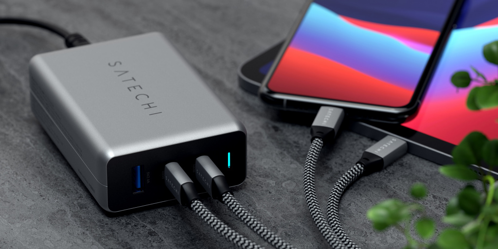 SATECHI USB-C PD Compact GAN Charger 100W (1xUSB-C PD, 2xUSB-C PD, 1xUSB-C PD, 1xUSB-A, 2x USB-C PD)-3