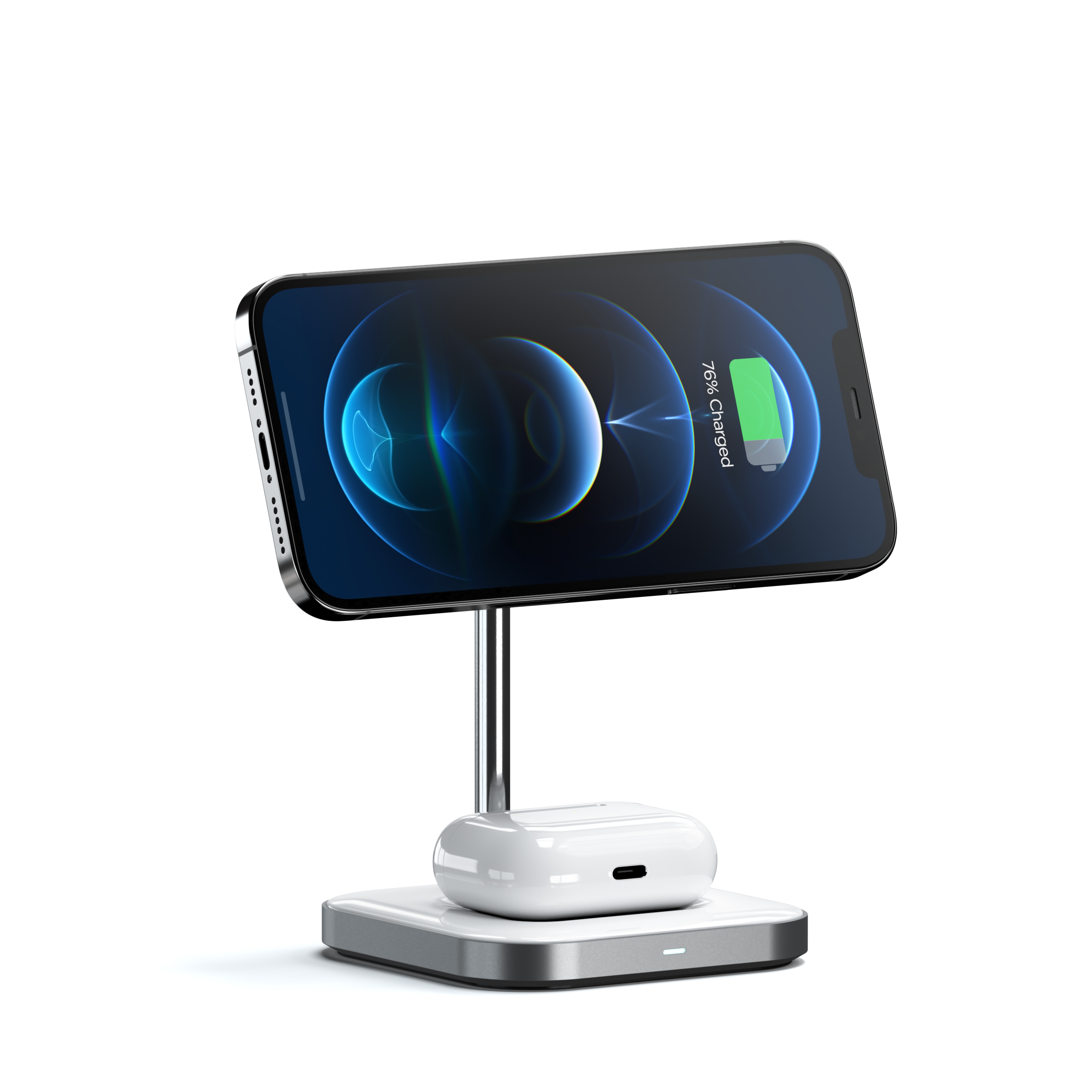 Bežični punjač SATECHII Aluminium 2-in-1 Magnetic Wireless Charging bijeli-4