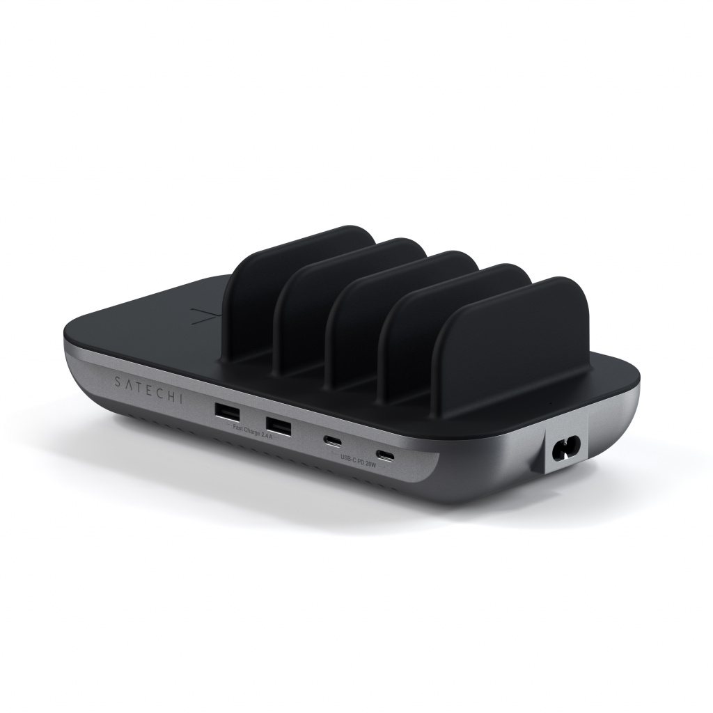 Satechi Dock 5 Multi device charging station with EU plug (2xUSB-C PD 20 W, 2x USB-A 12W, Wireless) - Space Grey-3