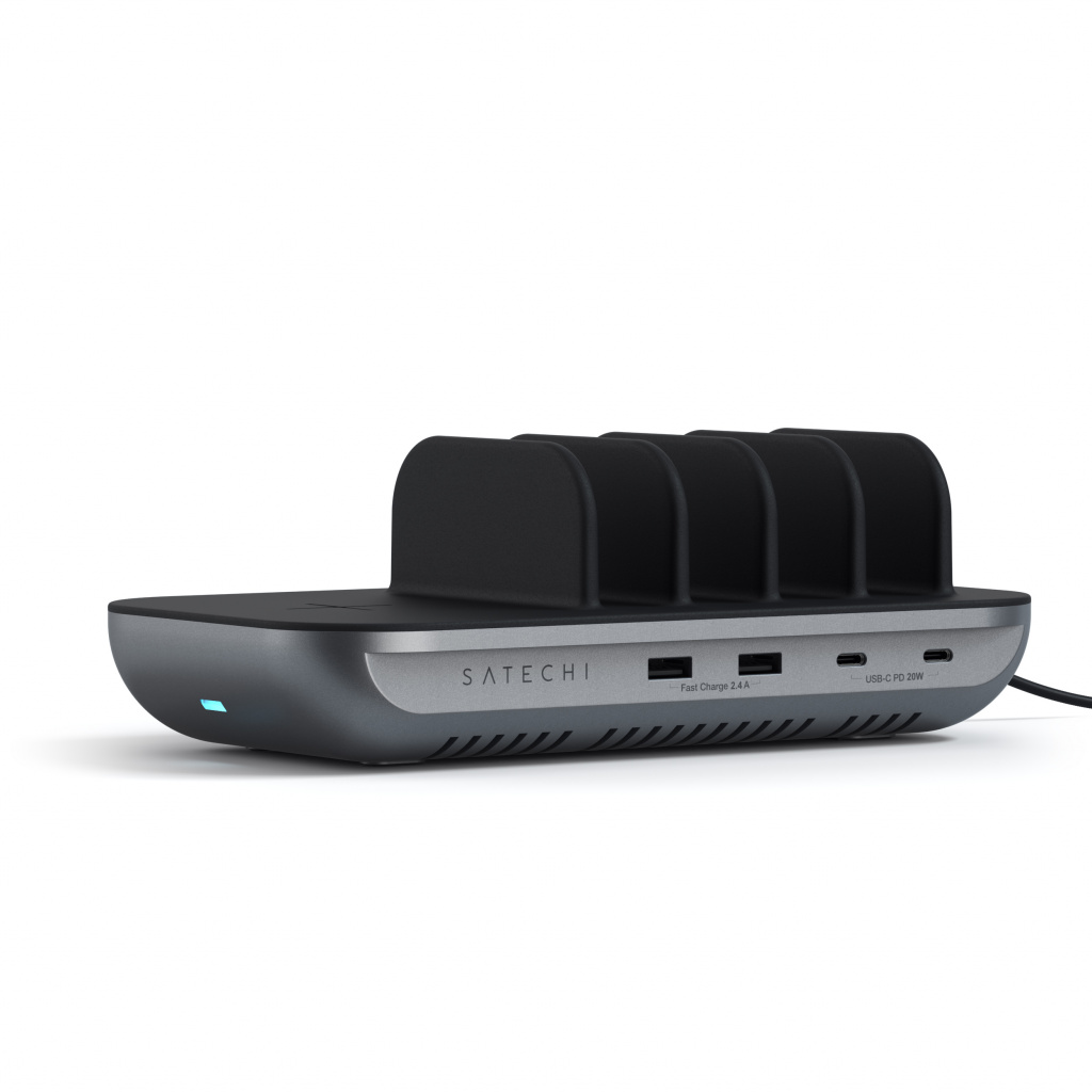 Satechi Dock 5 Multi device charging station with EU plug (2xUSB-C PD 20 W, 2x USB-A 12W, Wireless) - Space Grey-2