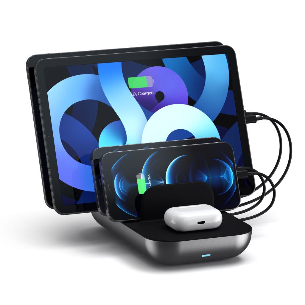 Satechi Dock 5 Multi device charging station with EU plug (2xUSB-C PD 20 W, 2x USB-A 12W, Wireless) - Space Grey-7