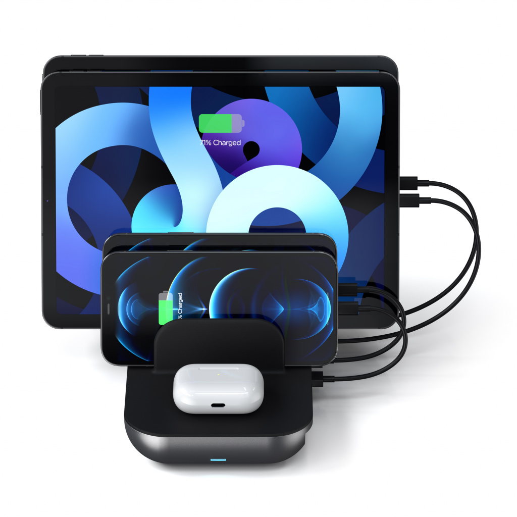 Satechi Dock 5 Multi device charging station with EU plug (2xUSB-C PD 20 W, 2x USB-A 12W, Wireless) - Space Grey-6