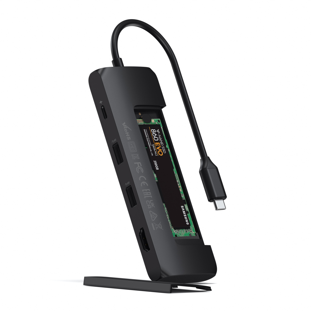 Satechi Aluminium USB-C Hybrid Multiport adapter (SSD Enclosure, HDMI 4K, 2 x USB-A 3.1 Gen 2 up to 10 Gbps) - crna-3