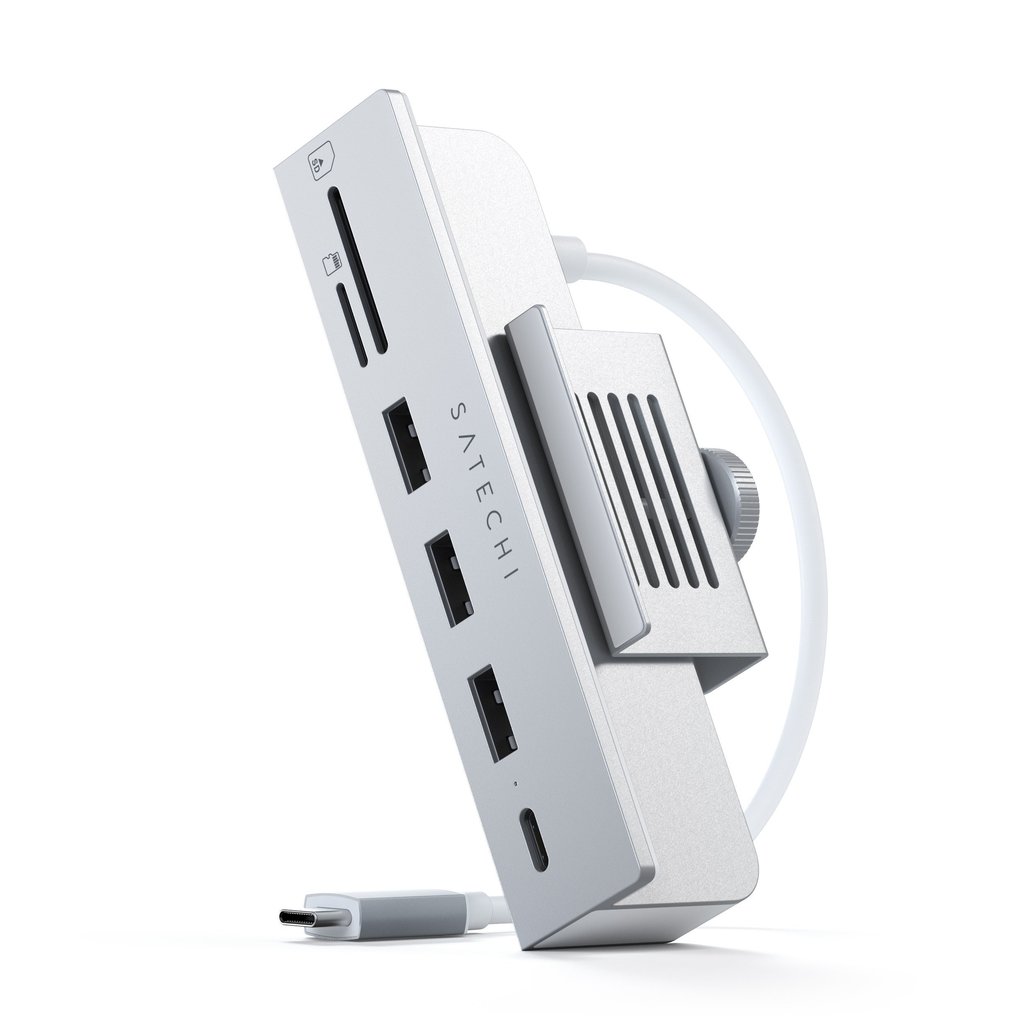 Satechi USB-C Clamp Hub iMac 24inch (2021) / (1x USB-C up to 5 Gbps,3x USB-A 3.0 up to 5 Gbps, inc. Apple S.Drive Micro/SD) - Silver-14