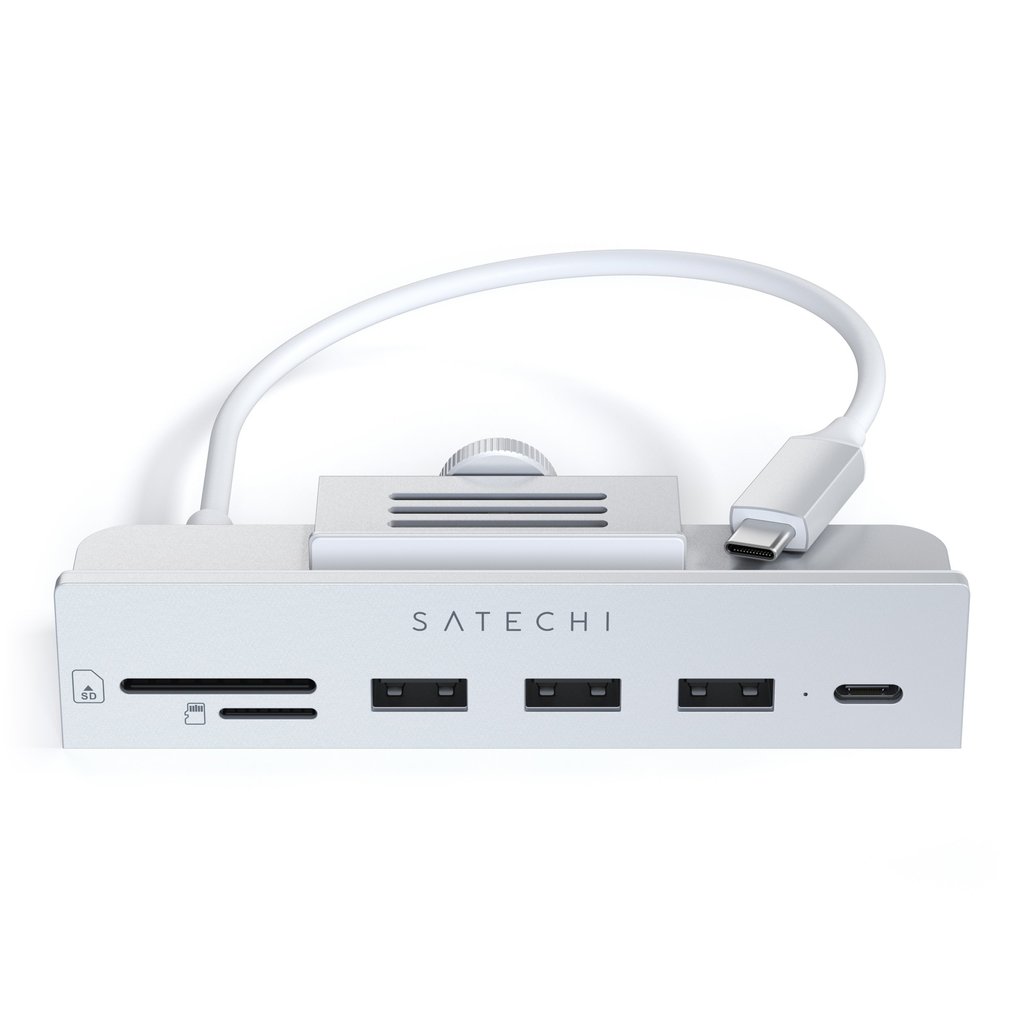 Satechi USB-C Clamp Hub iMac 24inch (2021) / (1x USB-C up to 5 Gbps,3x USB-A 3.0 up to 5 Gbps, inc. Apple S.Drive Micro/SD) - Silver-8