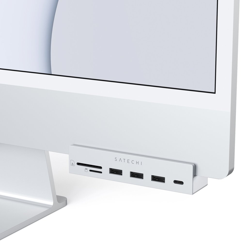 Satechi USB-C Clamp Hub iMac 24inch (2021) / (1x USB-C up to 5 Gbps,3x USB-A 3.0 up to 5 Gbps, inc. Apple S.Drive Micro/SD) - Silver-6