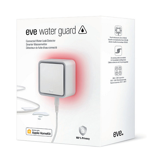 Pametni senzor curenja vode EVE Water Guard (100 dB sirena, 2 m kabel, Thread, Apple HomeKit, bijela boja)-5