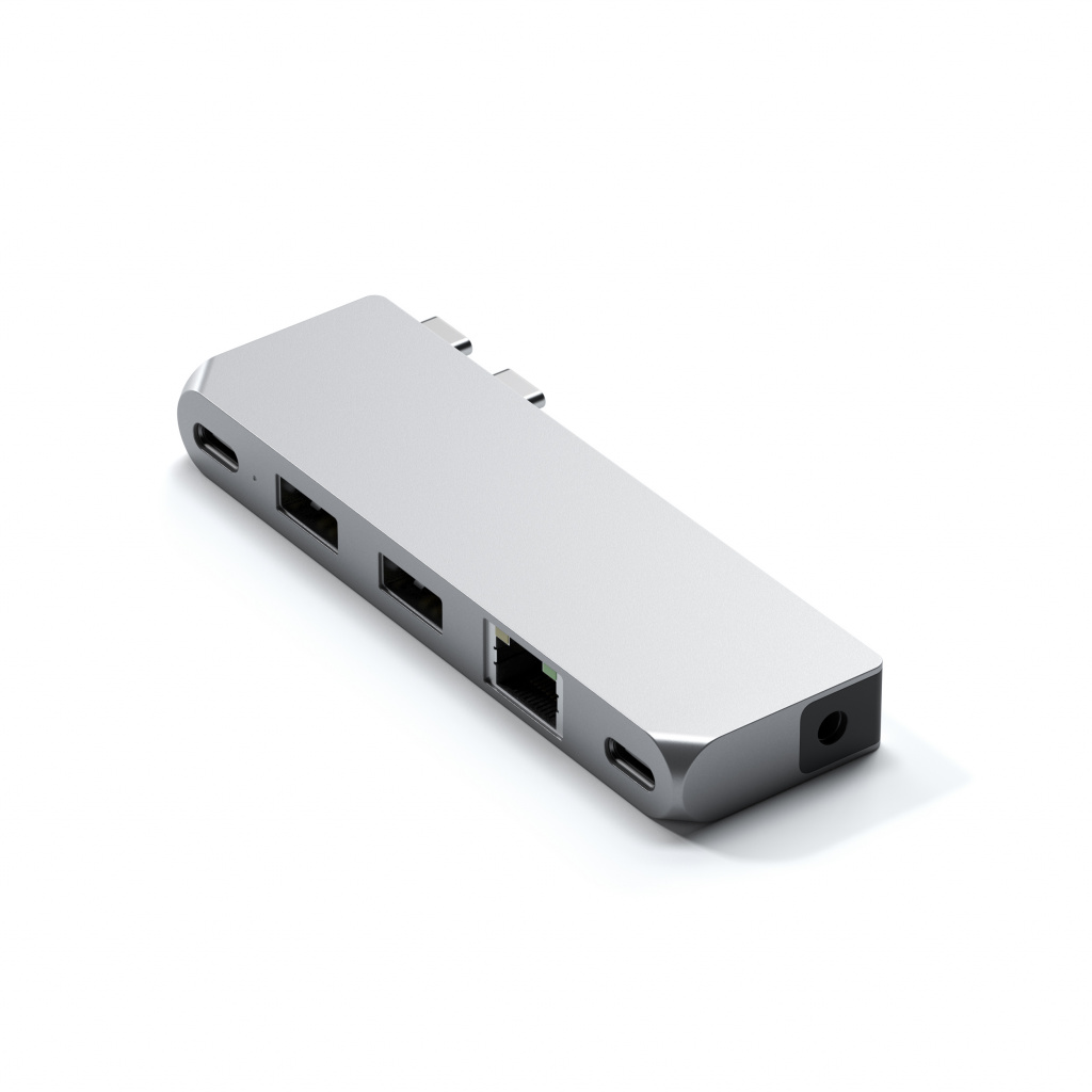 SATECHI Aluminium Pro Hub Mini (1xUSB4 96W, 1xHDMI 6K 60Hz, 2 x USB-A 3.0, 1xEthernet, 1xUSB-C, 1xAudio) - Srebrni