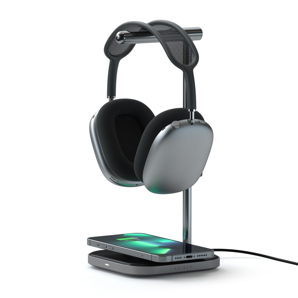 Satechi 2-IN-1 Headphone Stand w Wireless Charger USB-C (Cable inc., Adapter not inc.) - Space Grey)-0