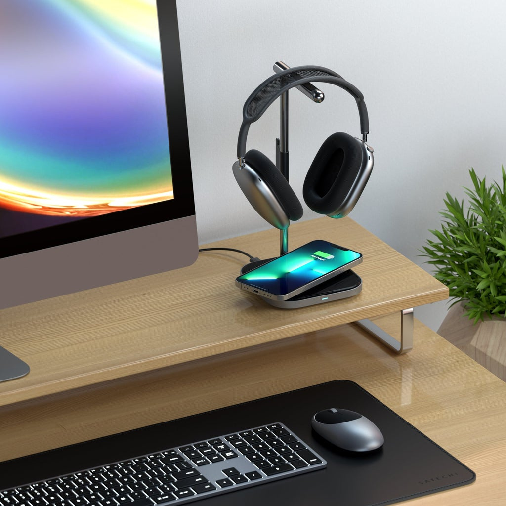 Satechi 2-IN-1 Headphone Stand w Wireless Charger USB-C (Cable inc., Adapter not inc.) - Space Grey)-5